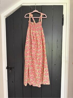Girls Pink Floral Maxi Dress with Adjustable Straps